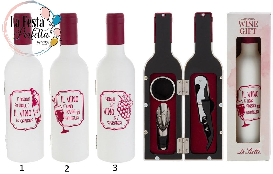 Bomboniera Bottiglia di Vino Con Accessori Assortiti Firmata Le Stelle