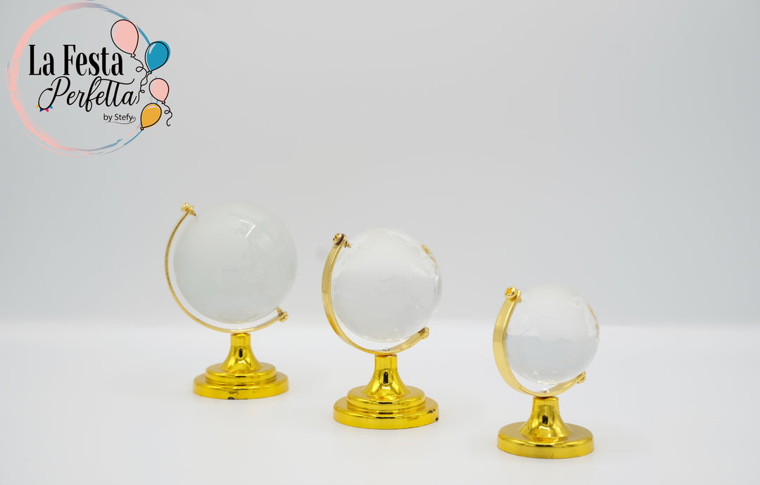 Bomboniera Mappamondo in vetro Miniatura Base Oro