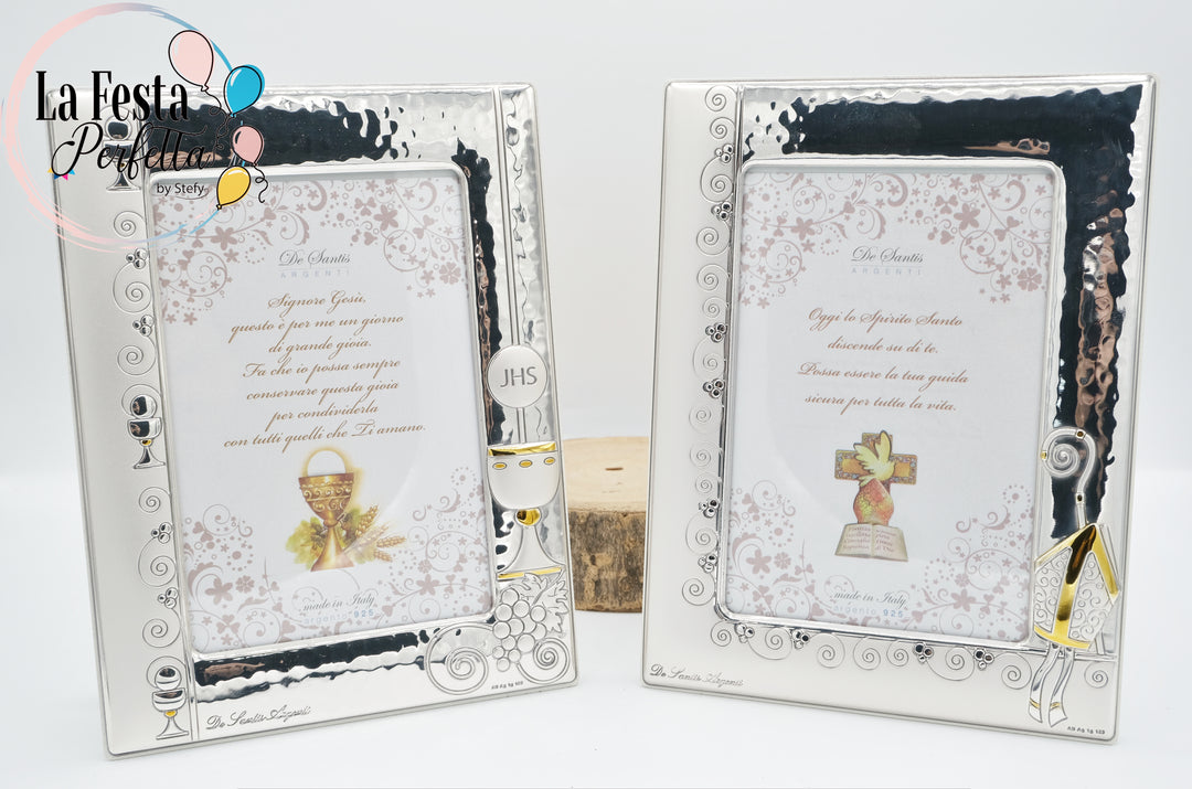 Cornice in Argento 925 Con Certificato di Garanzia Simbolo Comunione o Cresima