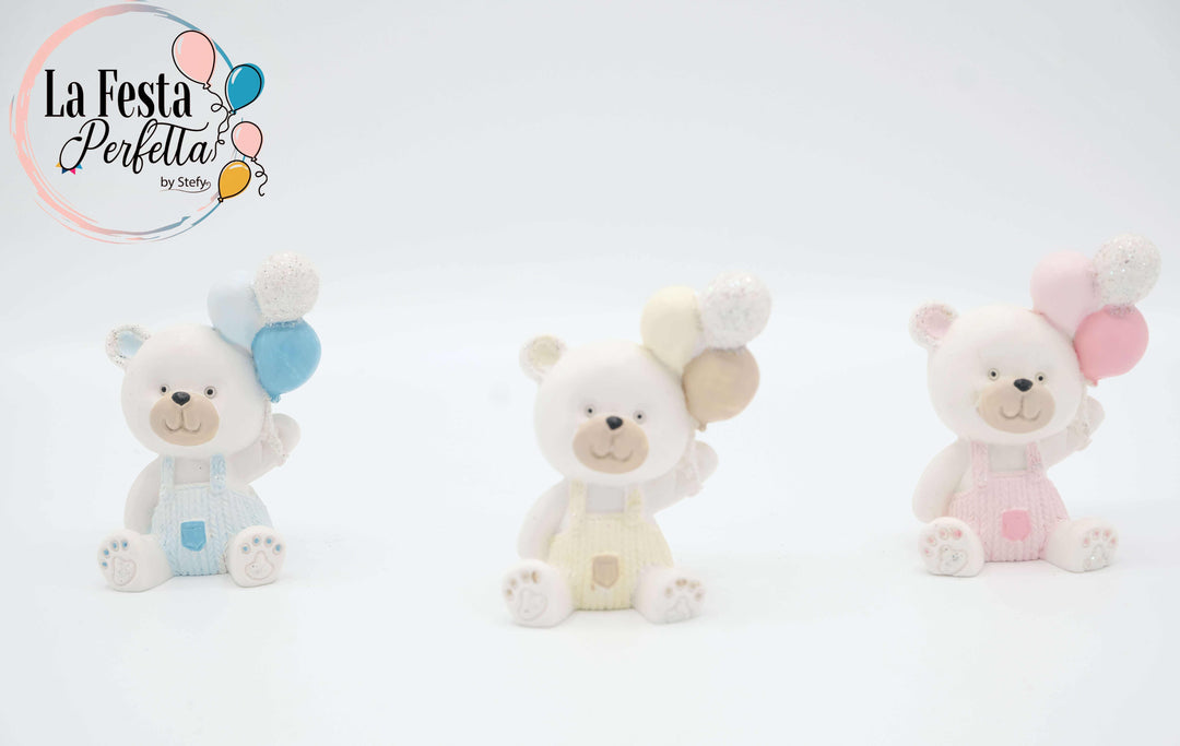 Bomboniera Orso Con Palloncini Dipinta A Mano