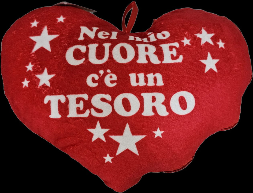 Peluche cuore rosso con scritta
