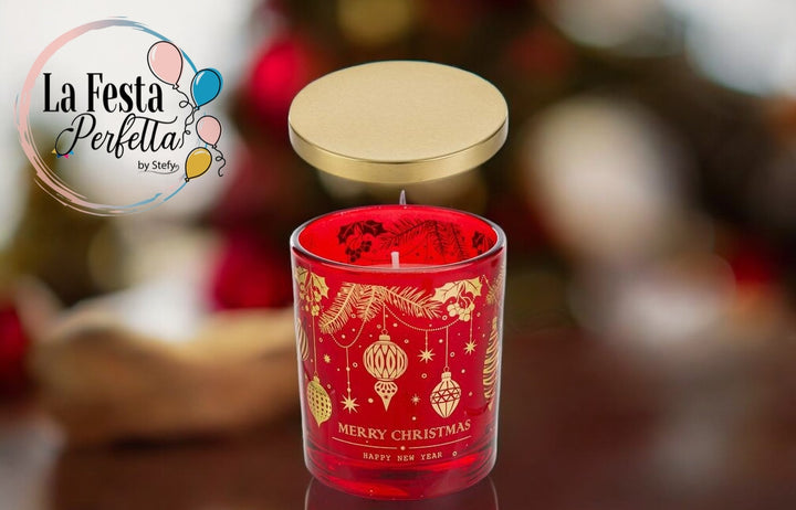 BARATTOLINO CANDELA PROFUMATA VETRO ROSSO d.7Xh.8CM