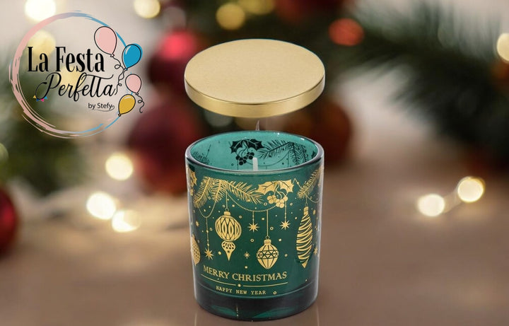 BARATTOLINO CANDELA PROFUMATA VETRO VERDE d.7Xh.8CM