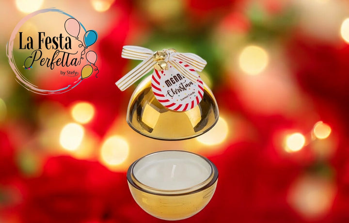 SCATOLA VETRO CANDELA PROFUMATA ORO 8xh.11CM