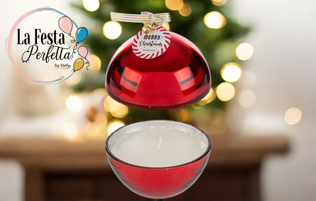 SCATOLA VETRO CANDELA PROFUMATA ROSSO 13xh.15CM