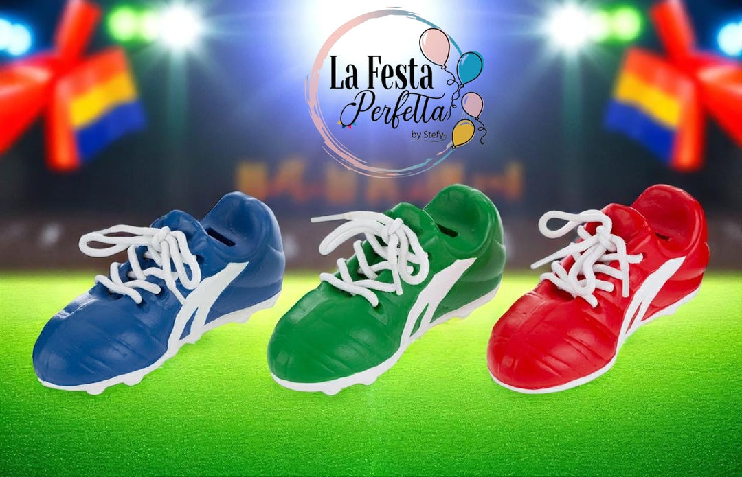 SALVADANAIO SCARPETTE CALCIO RESINA 3 COL.ASS.17x7xh.8CM