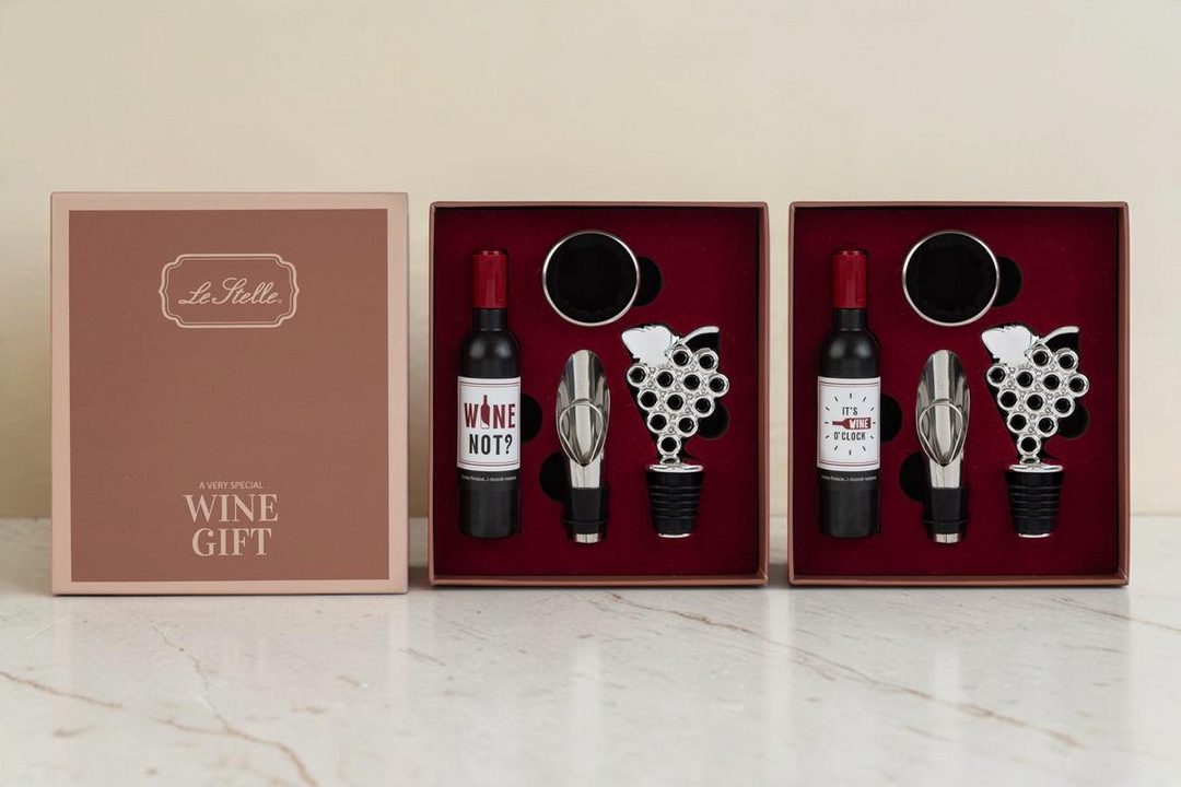Set di 4 accessori per vino Wine Time La Festa Perfetta in elegante astuccio regalo