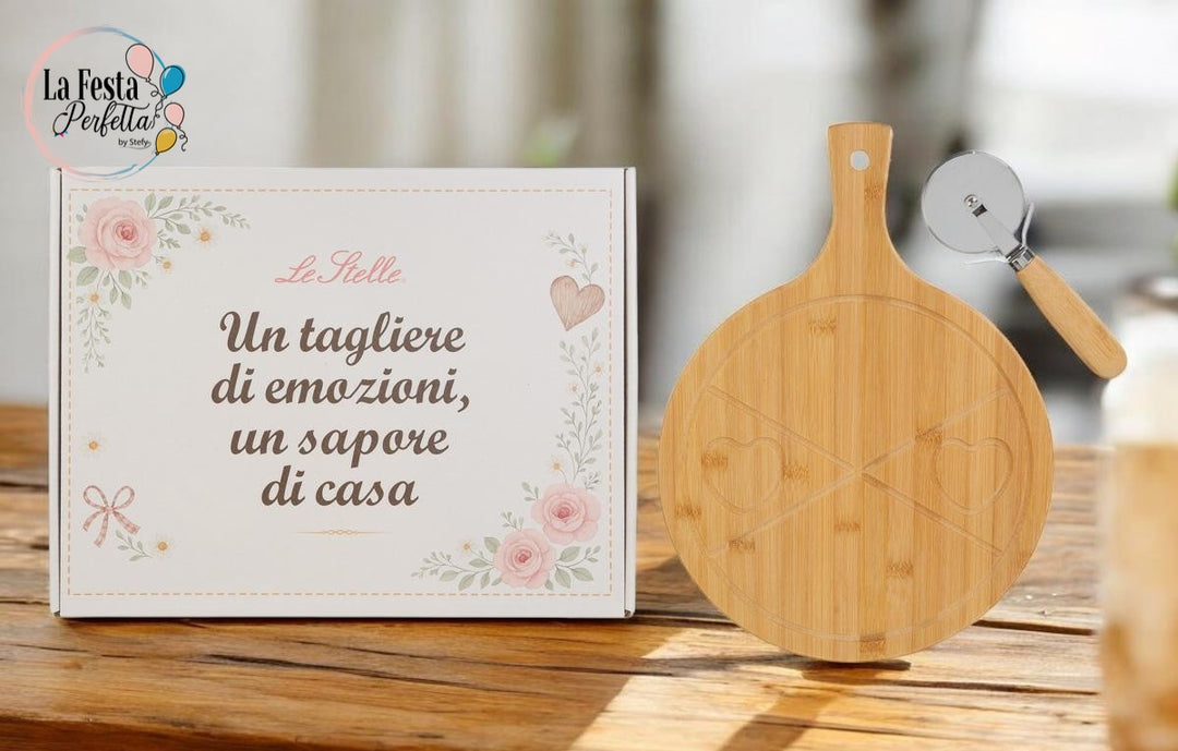 SET 2 PZ TAGLIERE LEGNO TAGLIAPIZZA 40x30x1CM C/COLOR BOX