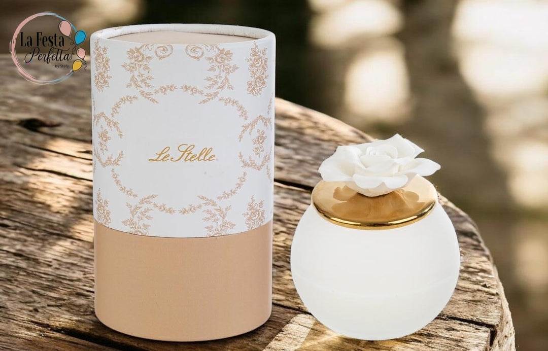 FIORE ROSA COL.BIANCO d.7,5xh.9CM C/ASTUCCIO ABB.CANDELA 158155