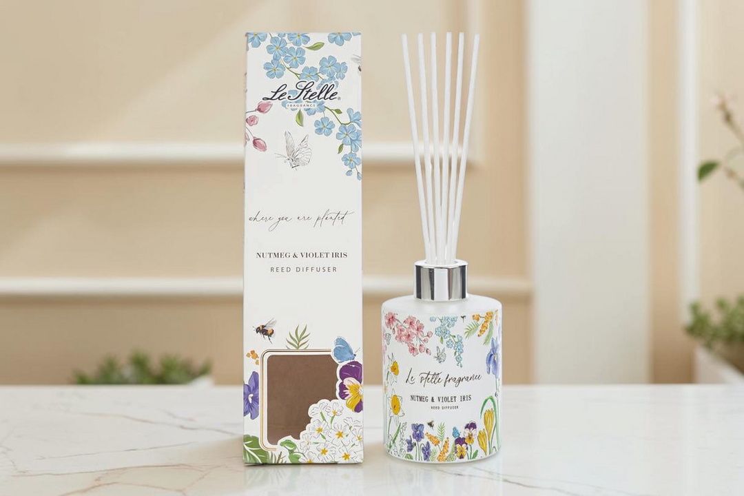 Profumatore La Festa Perfetta Fleur 165 ml con bastoncini e astuccio decorato con fiori, farfalle e api