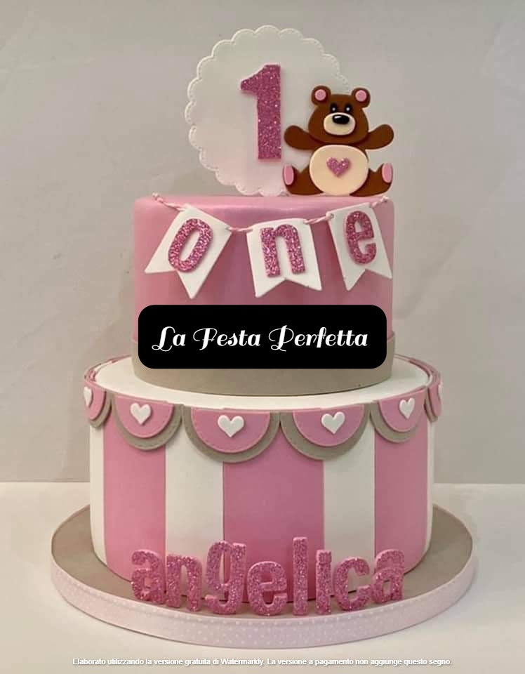 Torta finta Orsetto rosa Personalizzabile