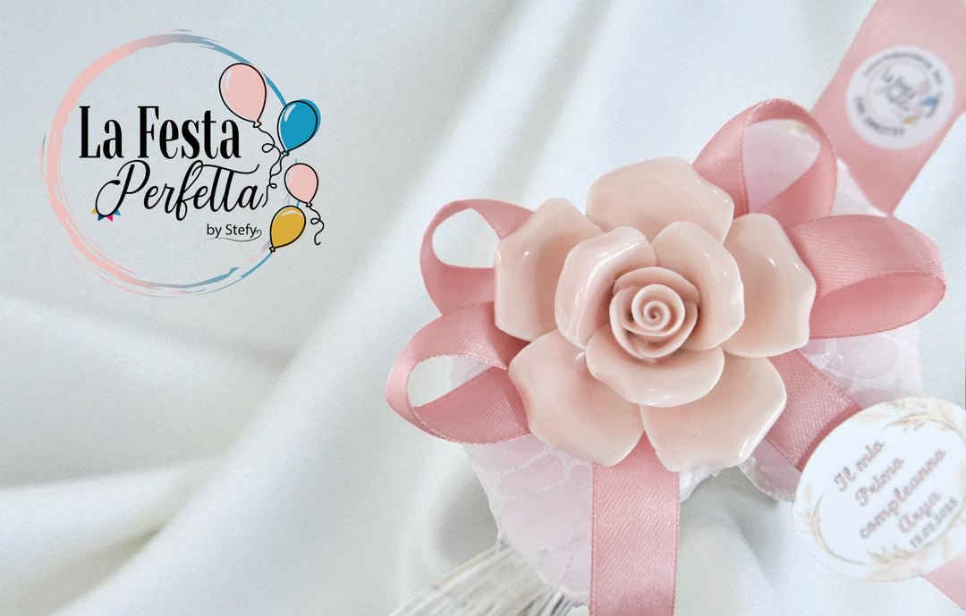 Bomboniera Rosa Porcellana Appoggio o D'Appendere