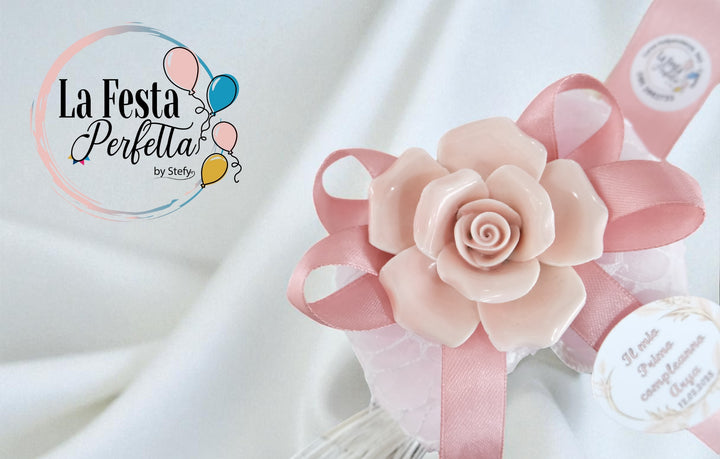 Bomboniera Rosa Porcellana Appoggio o D'Appendere