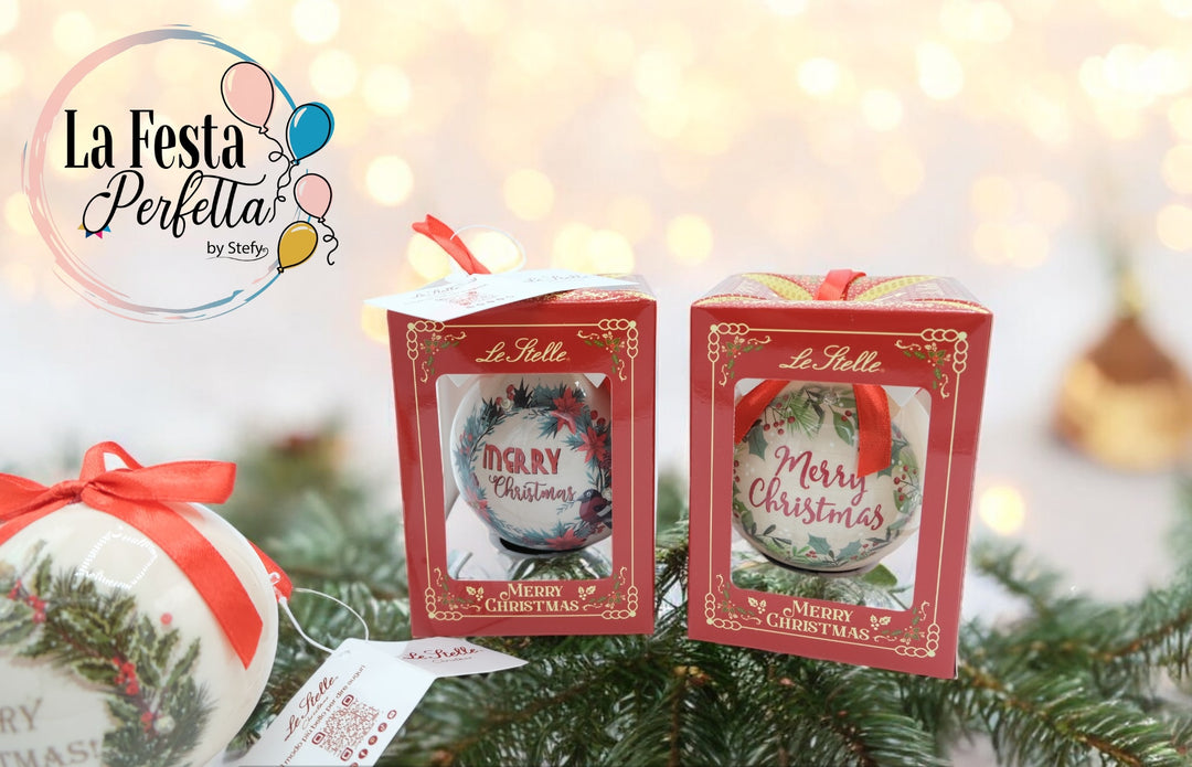 Palla Merry Christmas Fiocco Rosso 8xh.11CM