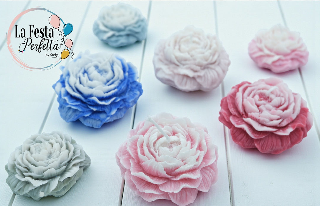 Peonia Candela Cera di Soia Profumata