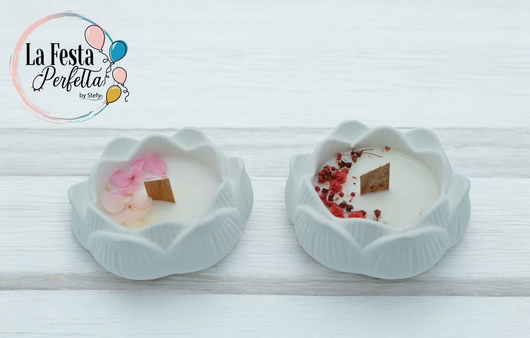 Vasetto ceramica Fiore Di Loto Candela Cera di Soia Profumata