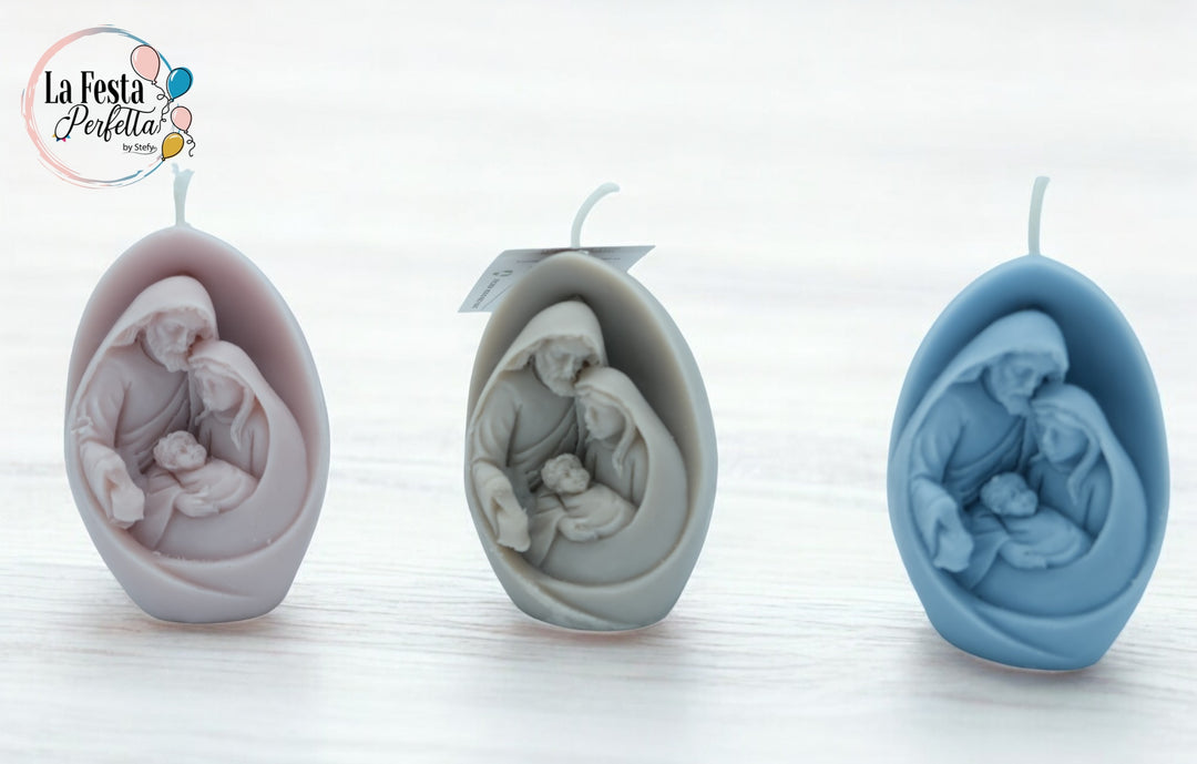 Sacra Famiglia Candela Cera di Soia Profumata Colore Personalizzabile