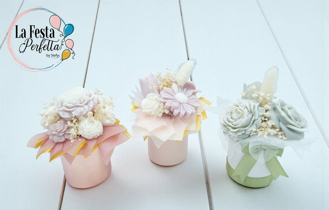Mini Bouquet Candela Cera di Soia Profumata Colore Personalizzabile