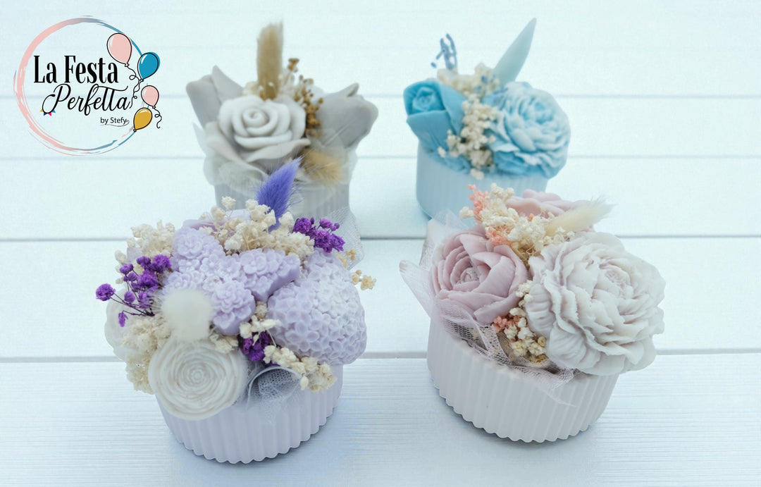Mini Bouquet Candela Cera di Soia Profumata Colore Personalizzabile
