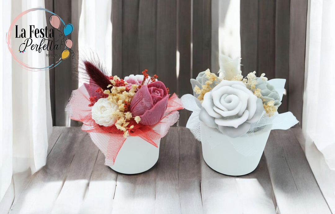 Mini Bouquet Candela Cera di Soia Profumata Colore Personalizzabile