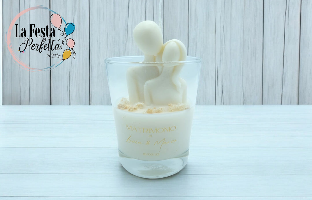 Due Sposi Candela Cera di Soia Profumata Colore Personalizzabile