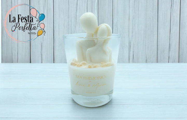 Due Sposi Candela Cera di Soia Profumata Colore Personalizzabile