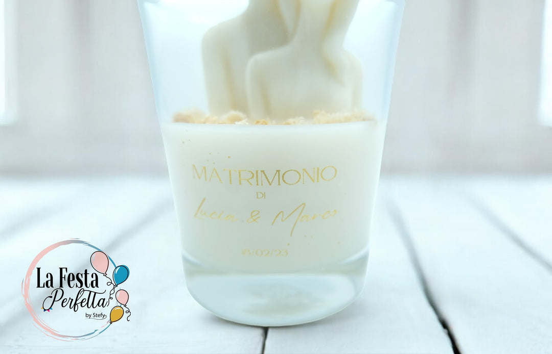 Due Sposi Candela Cera di Soia Profumata Colore Personalizzabile