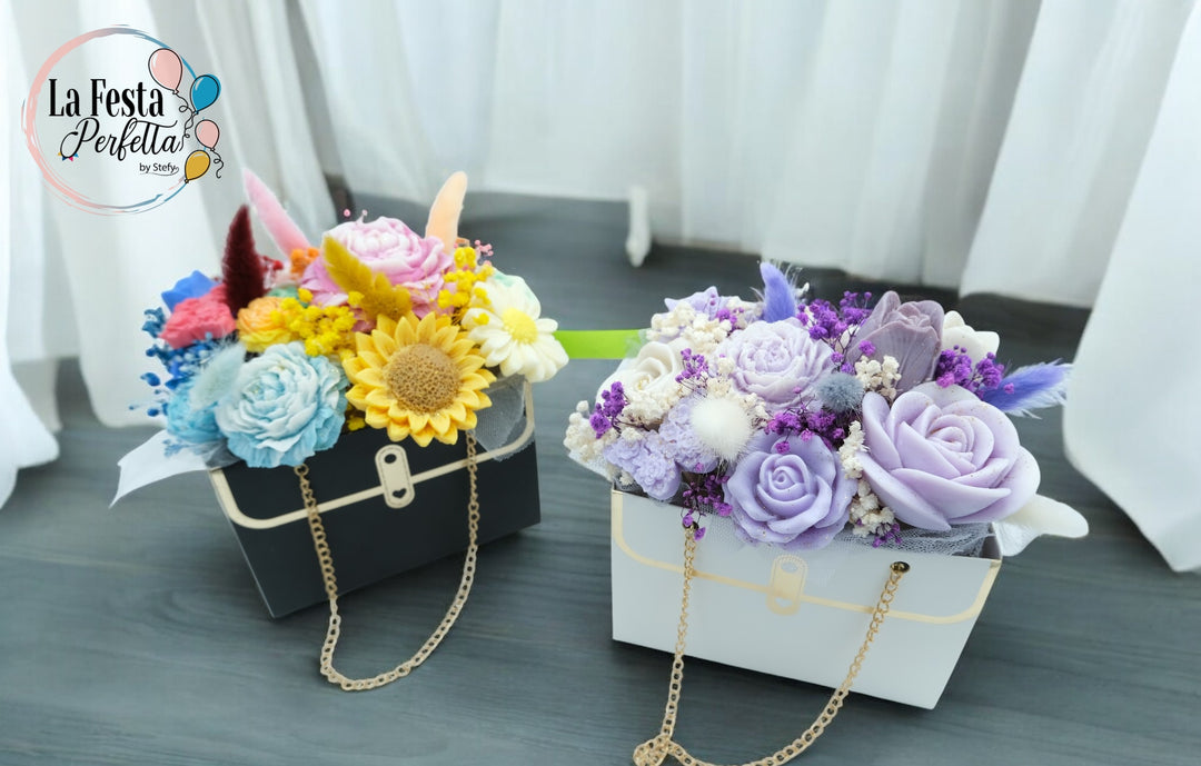 Bouquet Fiori Cera di Soia Profumata Colori Personalizzabili