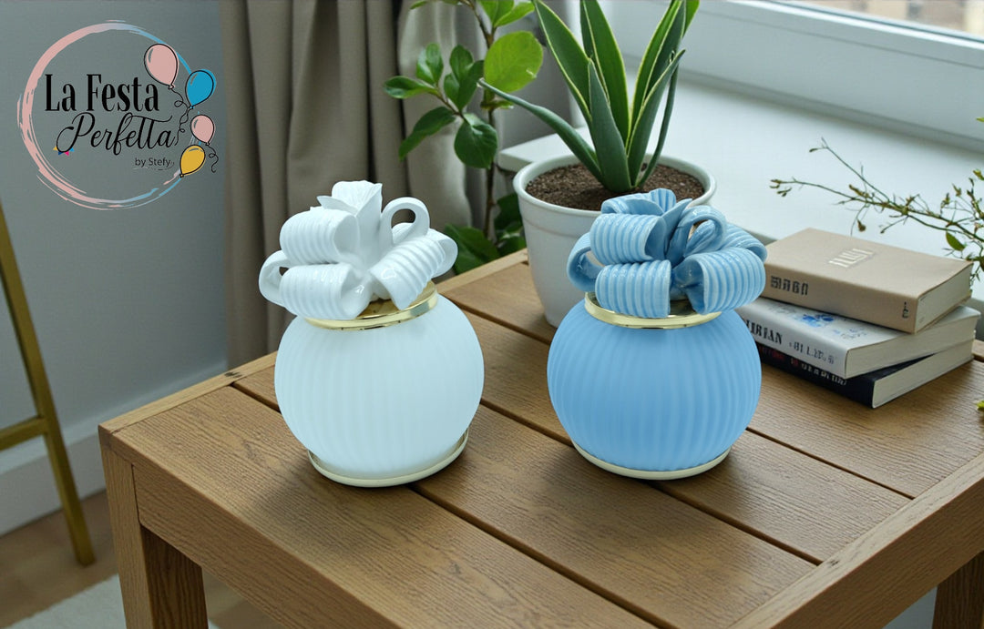 Bomboniera lampada LED con fiore in ceramica Capodimonte Firmata Poemia