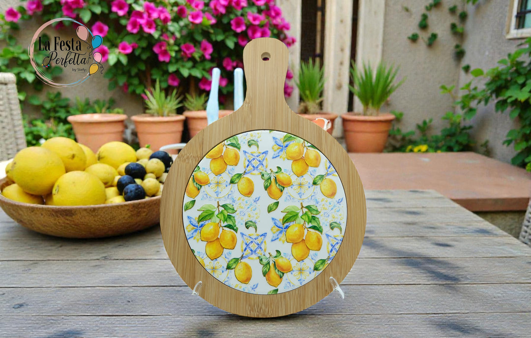 Bomboniera tagliere in legno e ceramica