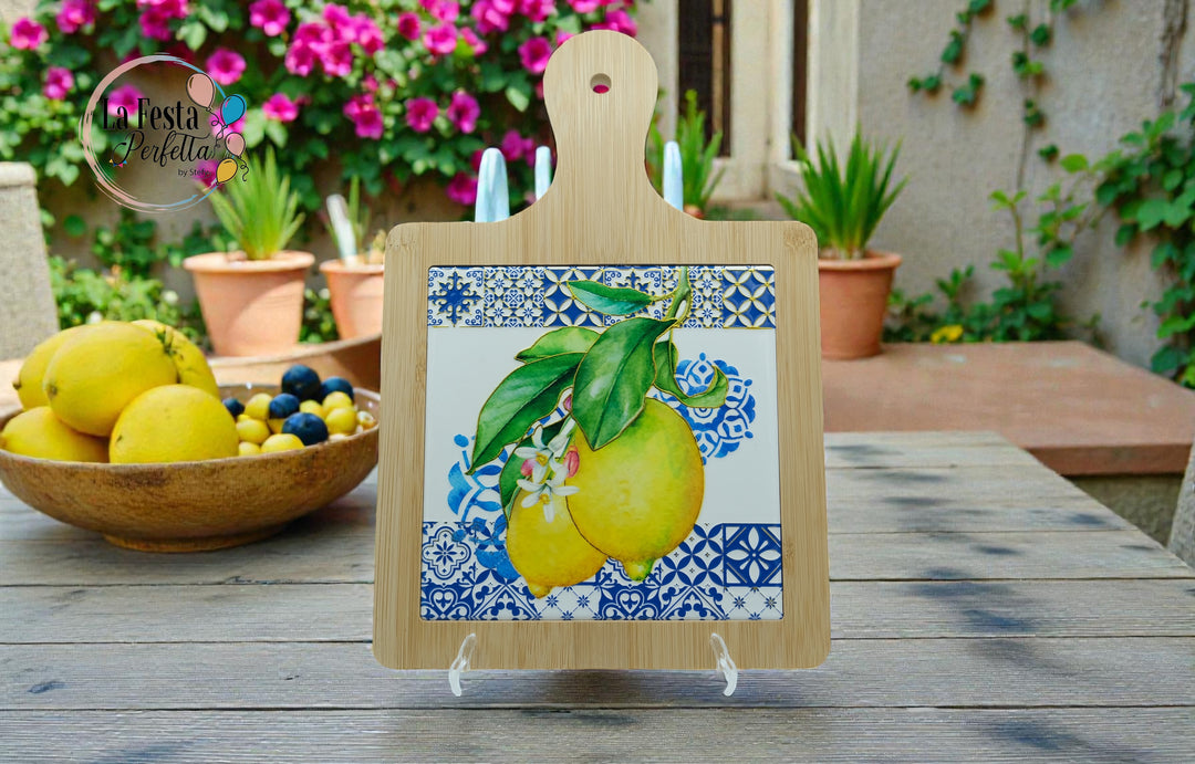 Bomboniera tagliere in legno e ceramica