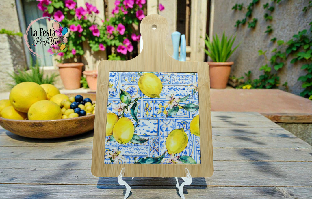 Bomboniera tagliere in legno e ceramica