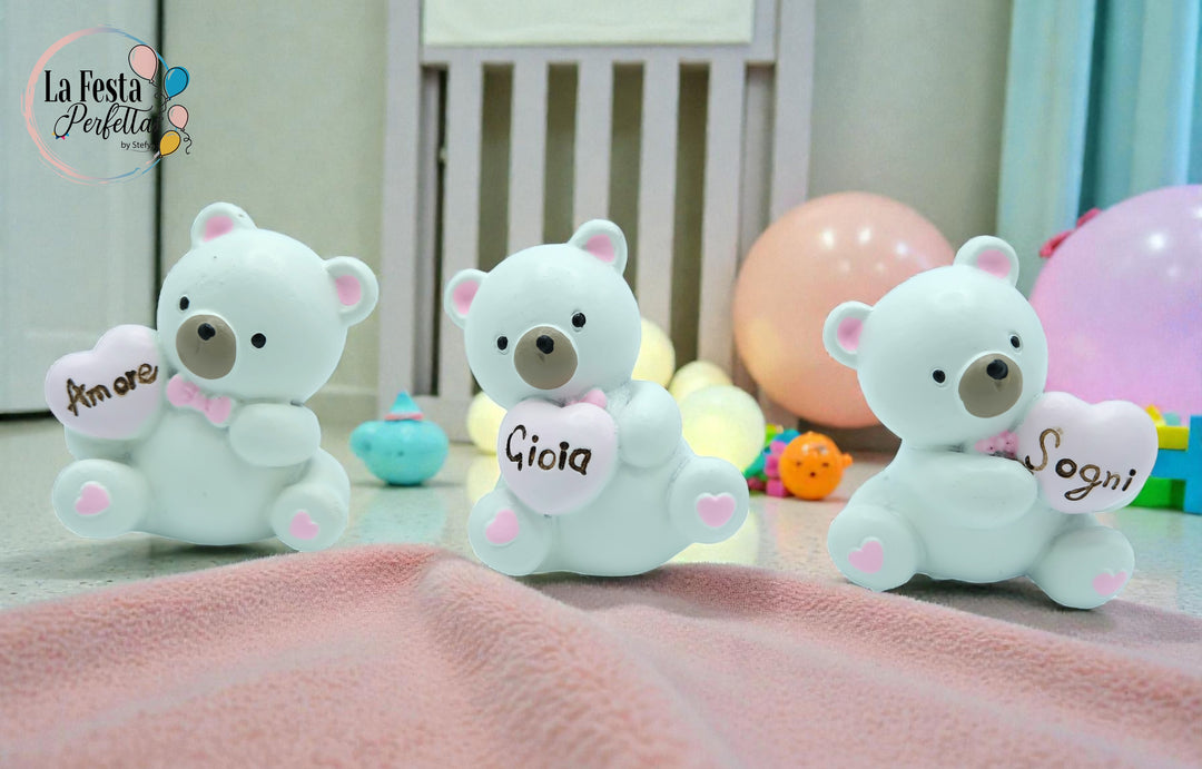 Bomboniera orsetto rosa 3 posizioni assortite appoggio