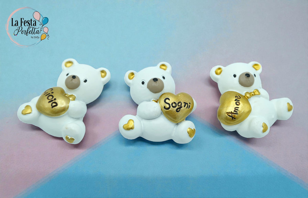 Bomboniera orsetto baige 3 posizioni assortite calamita