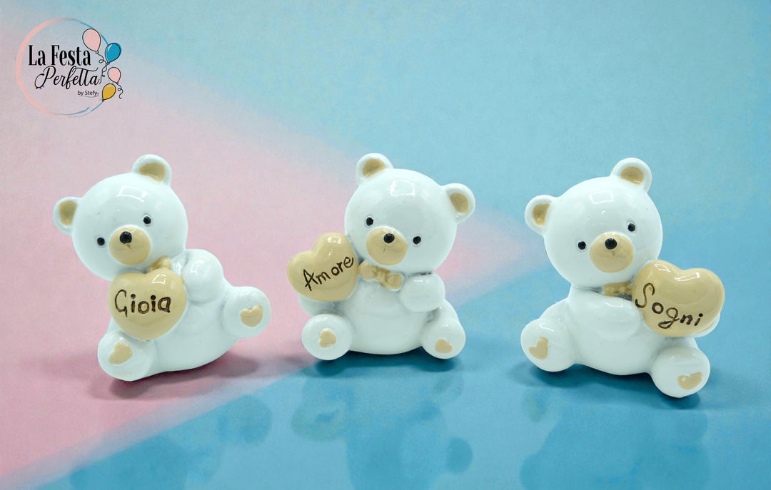 Bomboniera orsetto baige 3 posizioni assortite appoggio
