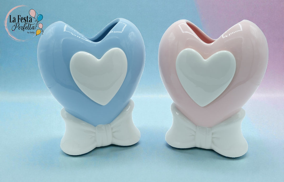 Bomboniera cuore vaso con fiocco