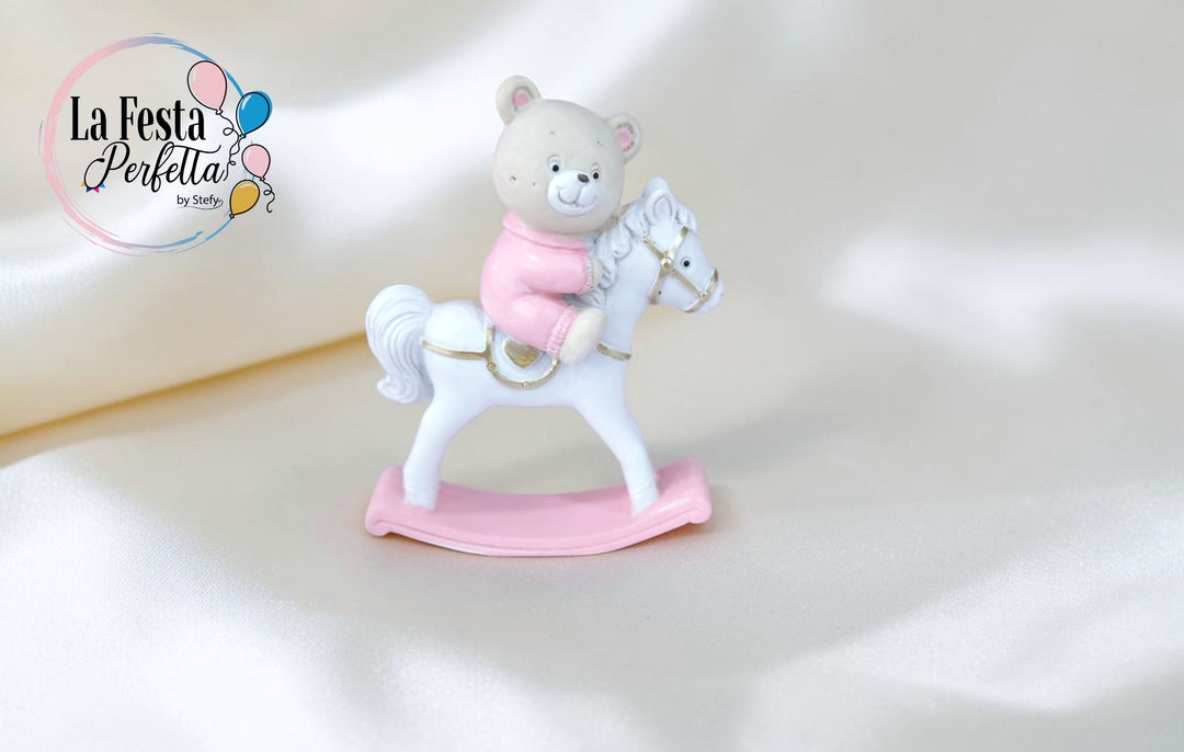 Bomboniera cavallo a dondolo rosa 5 cm H
