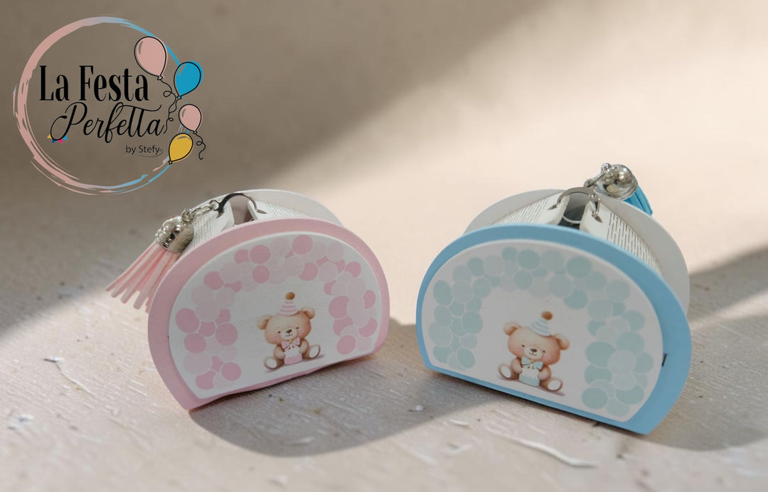 Scatola porta confetti con decoro orsetto
