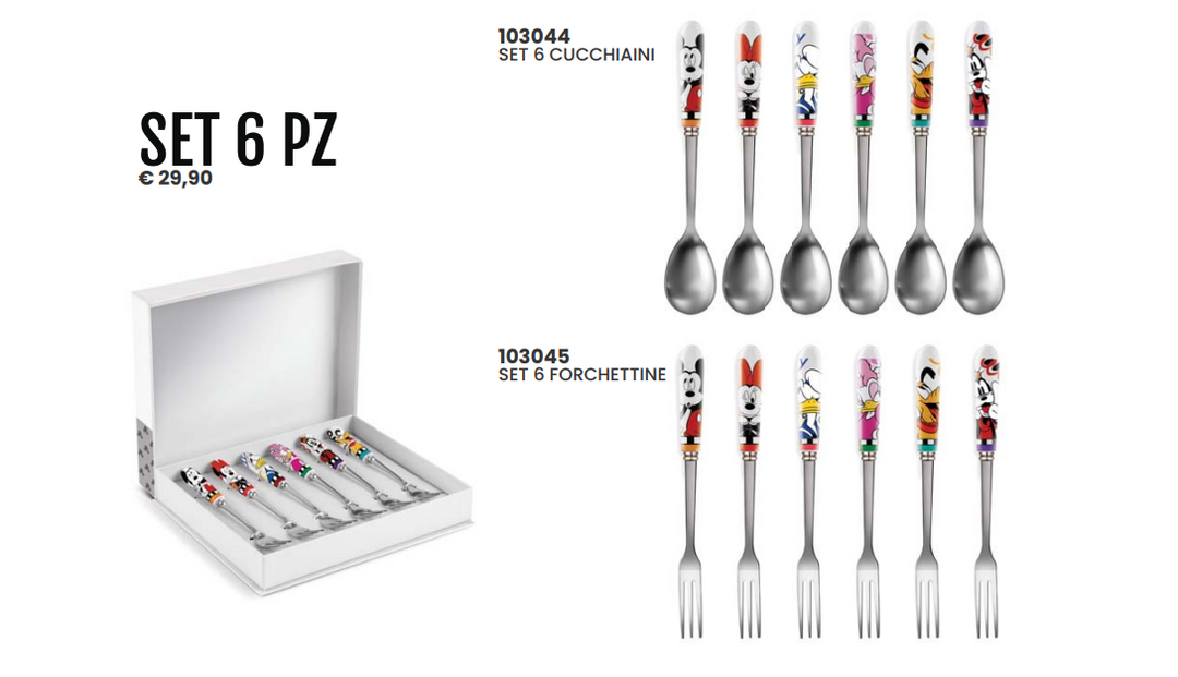 SET 6 CUCCHIAINI E  FORCHETTINE Firmato Disney
