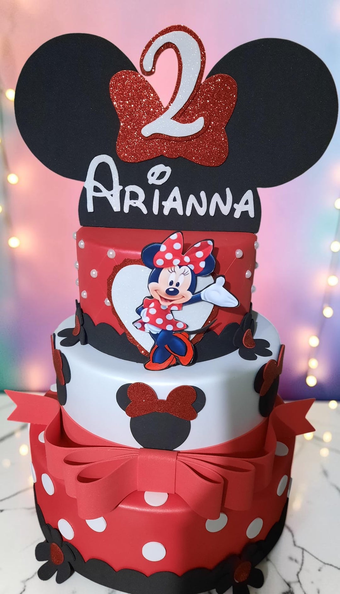 Torta finta Minnie rosso personalizzabile