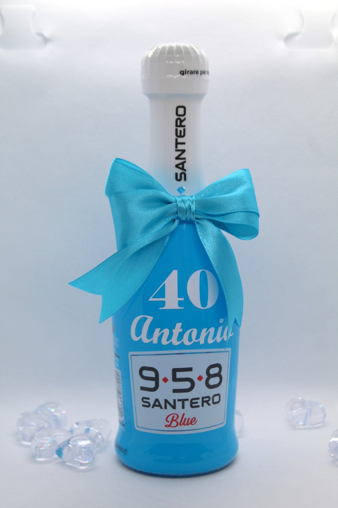 Bomboniera Bottiglia mini Santero azzurro – La Festa Perfetta